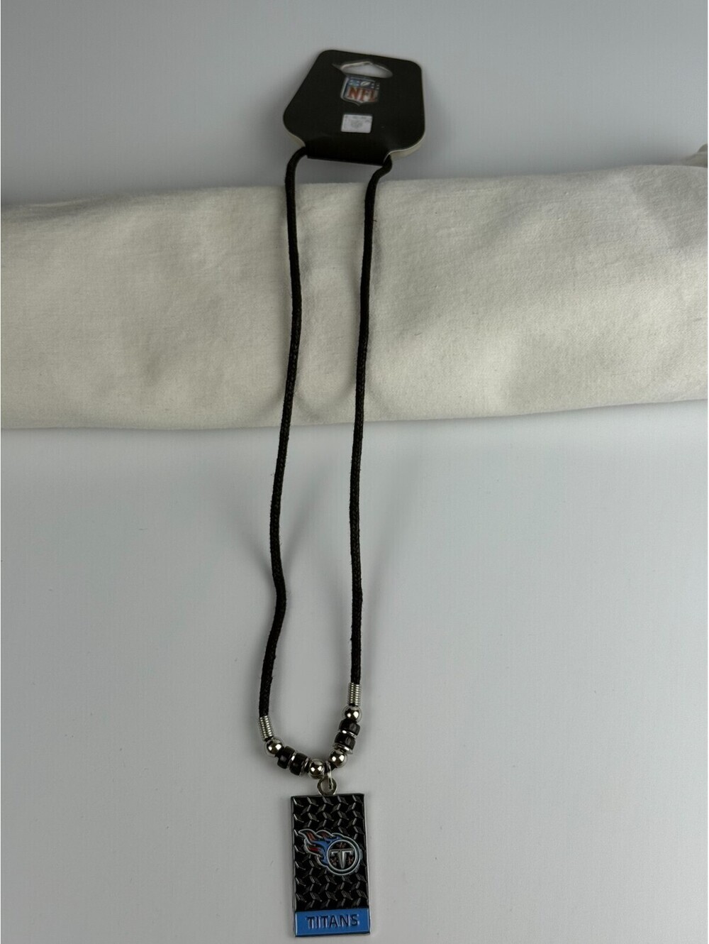 Siskiyou NFL Tennessee Titans Diamond Plate Cord Necklace Pendant Rope Beads New